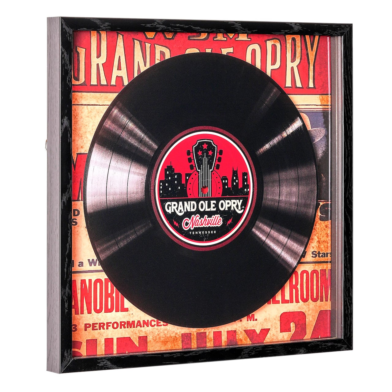 American Art Decor Grand Ole Opry Bill Monroe Themed Printed Vinyl Record in Shadowbox Frame - 14" x 14"